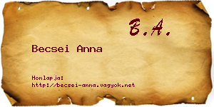 Becsei Anna névjegykártya