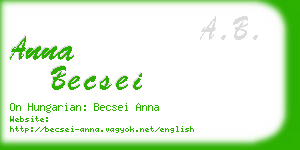 anna becsei business card